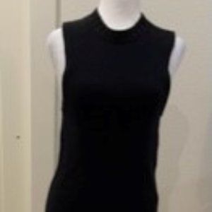 Sleevless black sweater dress with ripped design detail